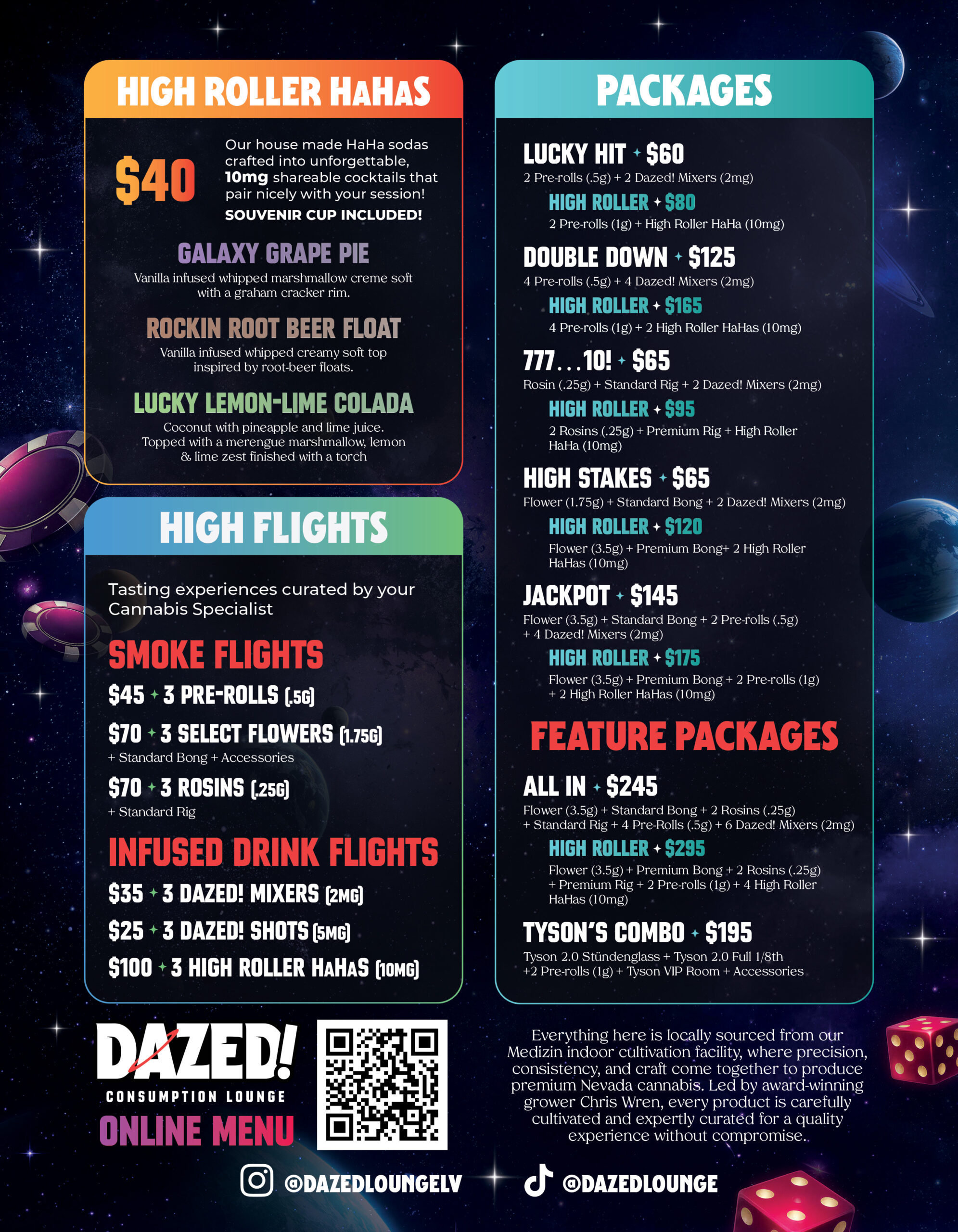 DAZED! in-lounge menu, page 2