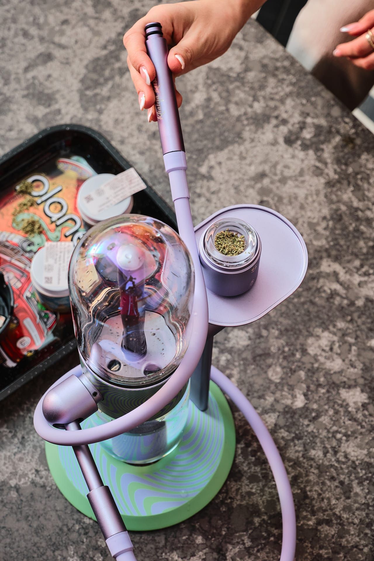 Cannabis flower with a high-end smoking device
