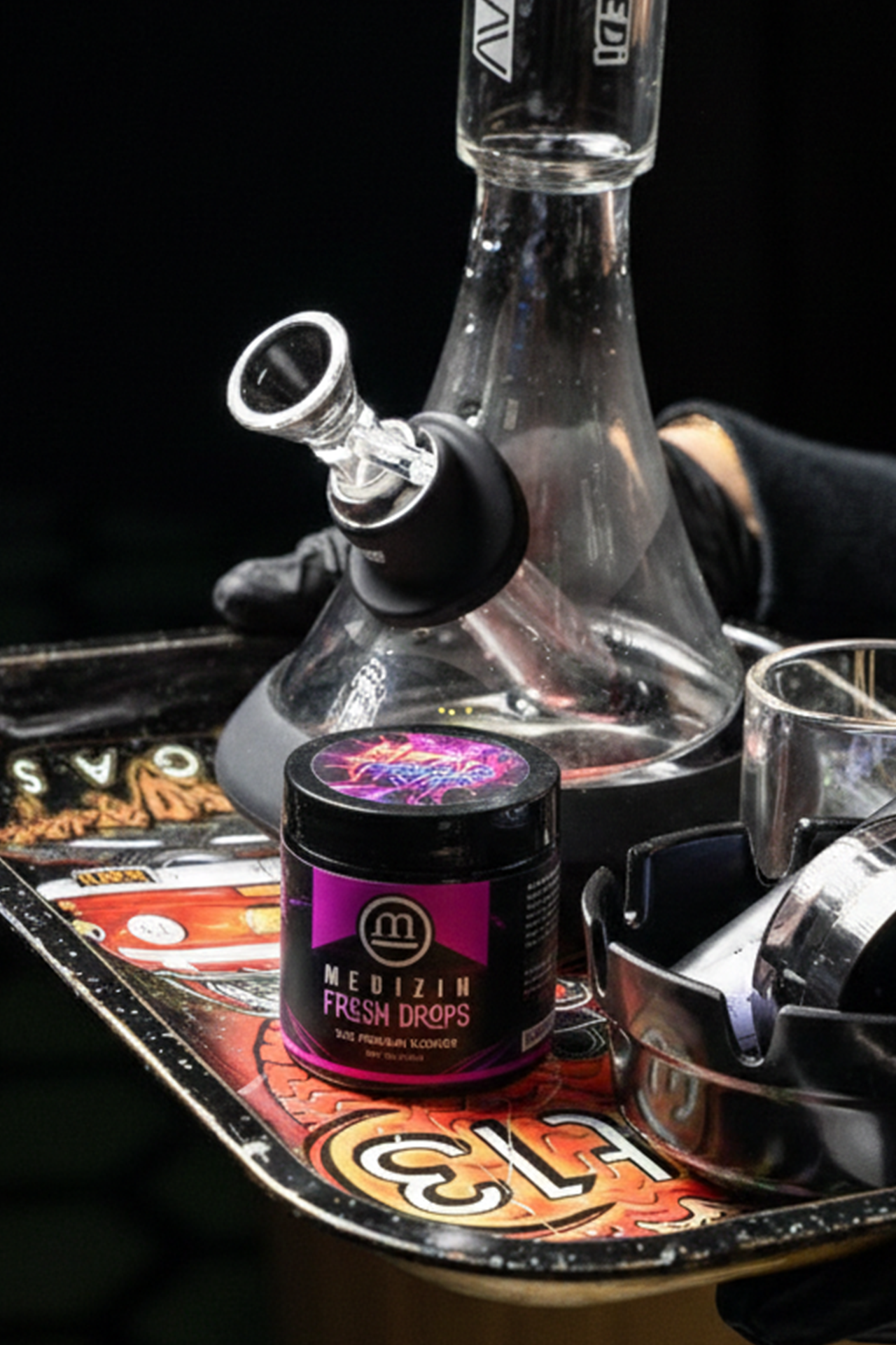 Medizin cannabis fresh drops head trip on a tray at DAZED! consumption lounge